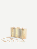 Clutch rigida argento con pavé di strass