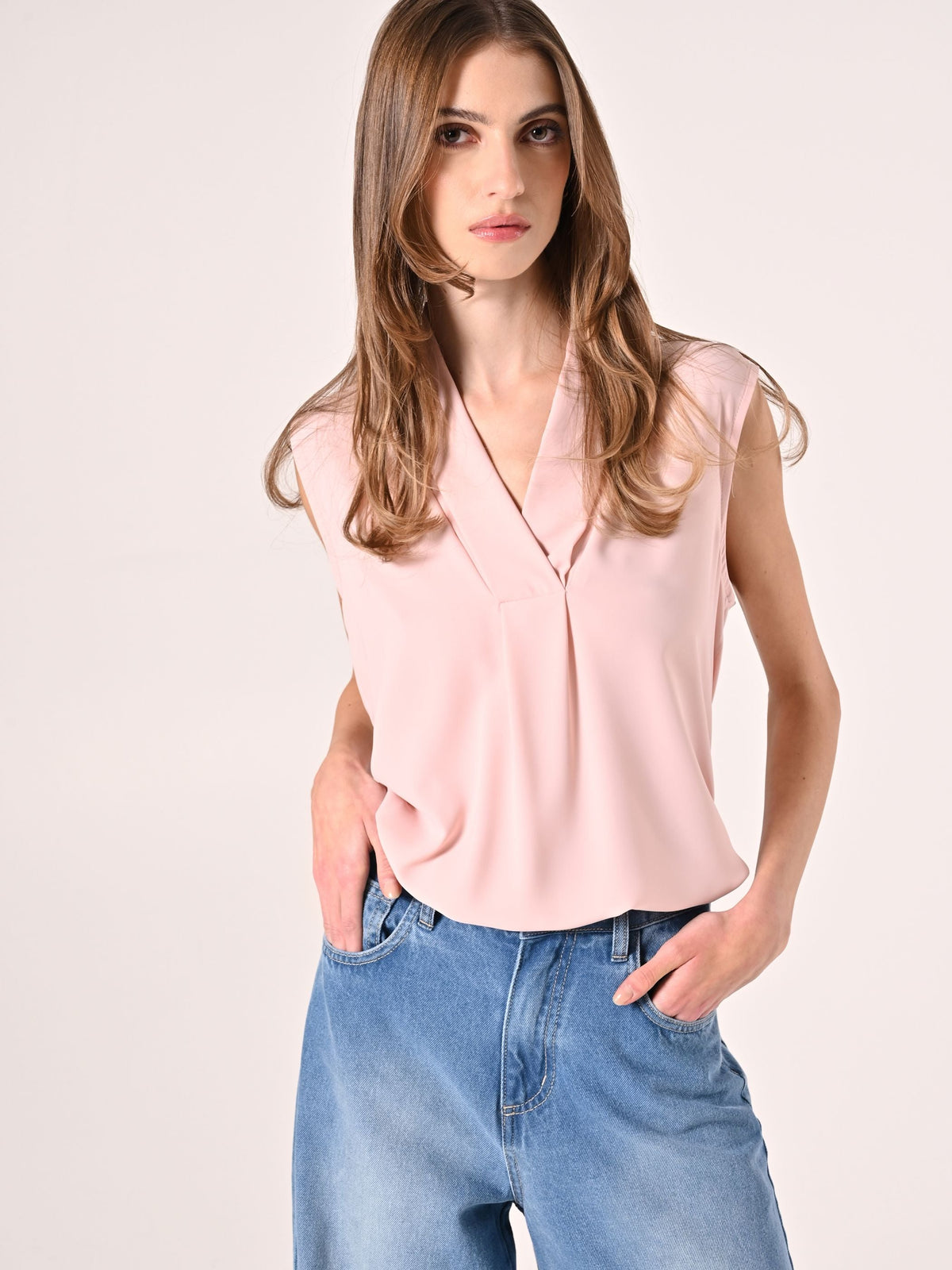 Blusa con Scollo Ribaltato Rosa