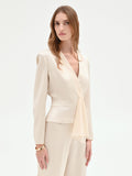 Giacca Beige Chiaro con Drappeggio in Raso