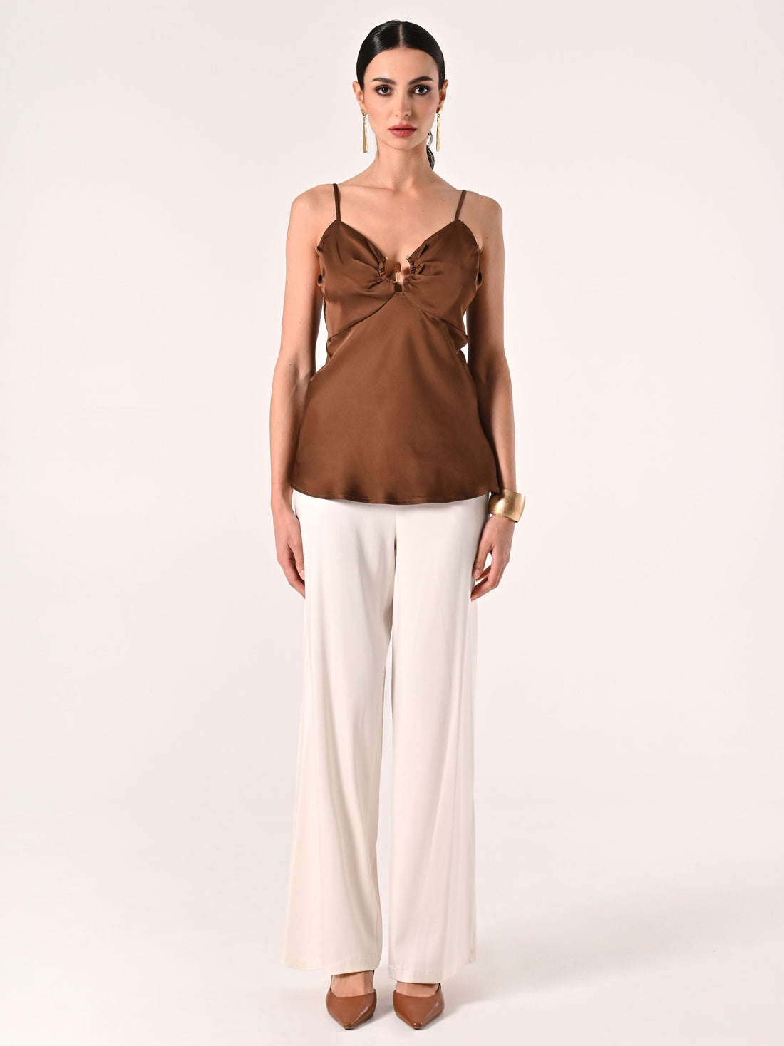 Top in Raso Marrone