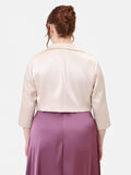 Giacca Curvy corta in raso beige chiaro