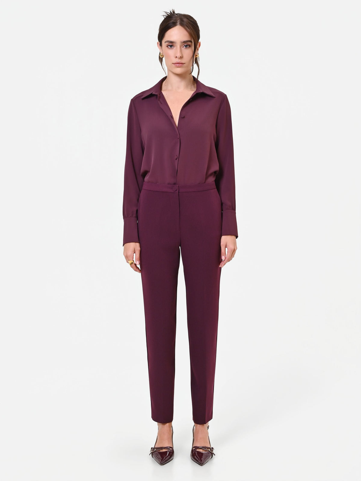 Pantalone Studio bordeaux gessato