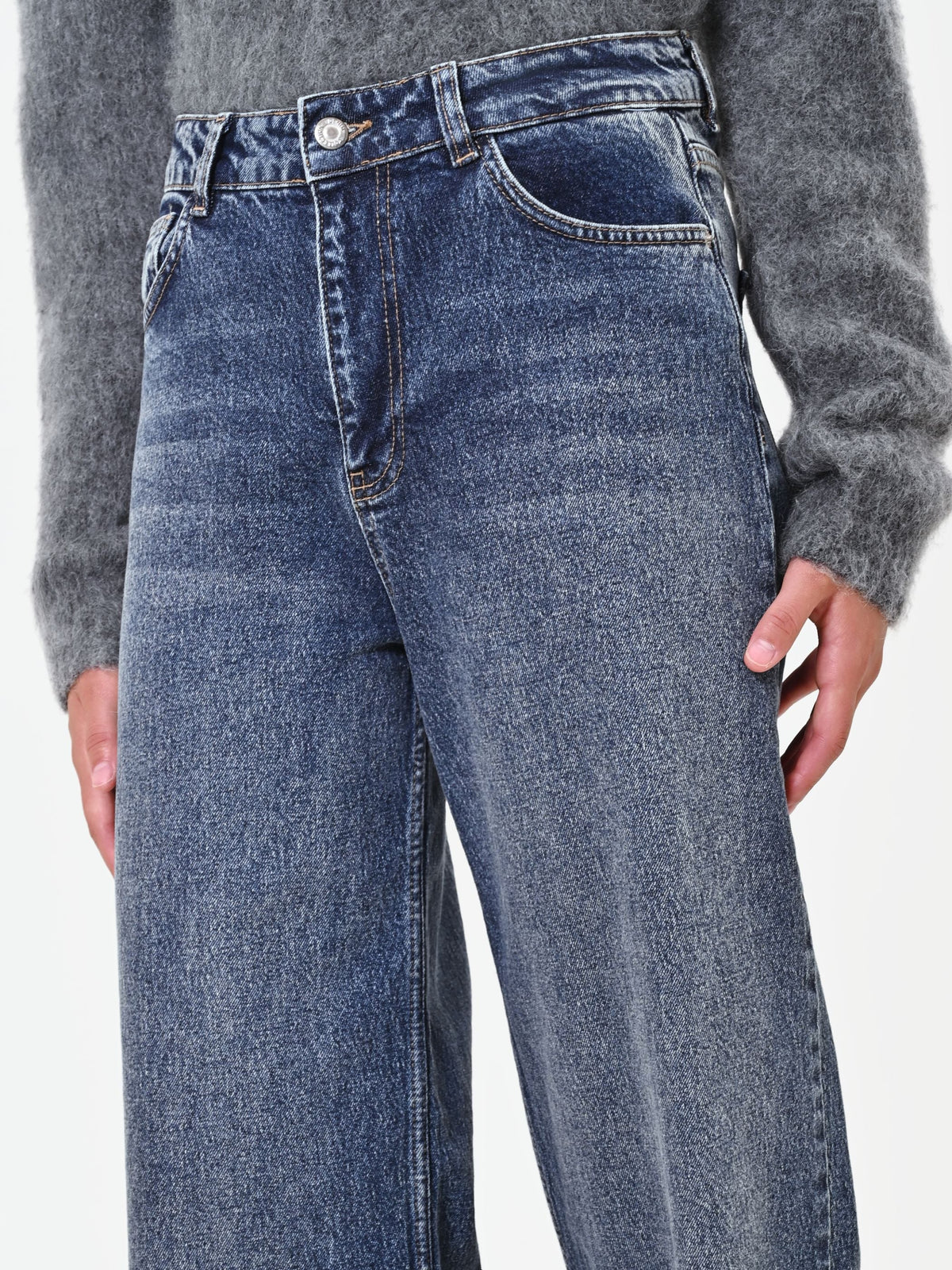 Pantaloni jeans a gamba dritta blu indaco Giorgia Palmas X Rinascimento