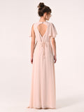 Abito Lungo in Georgette con Piping Strass