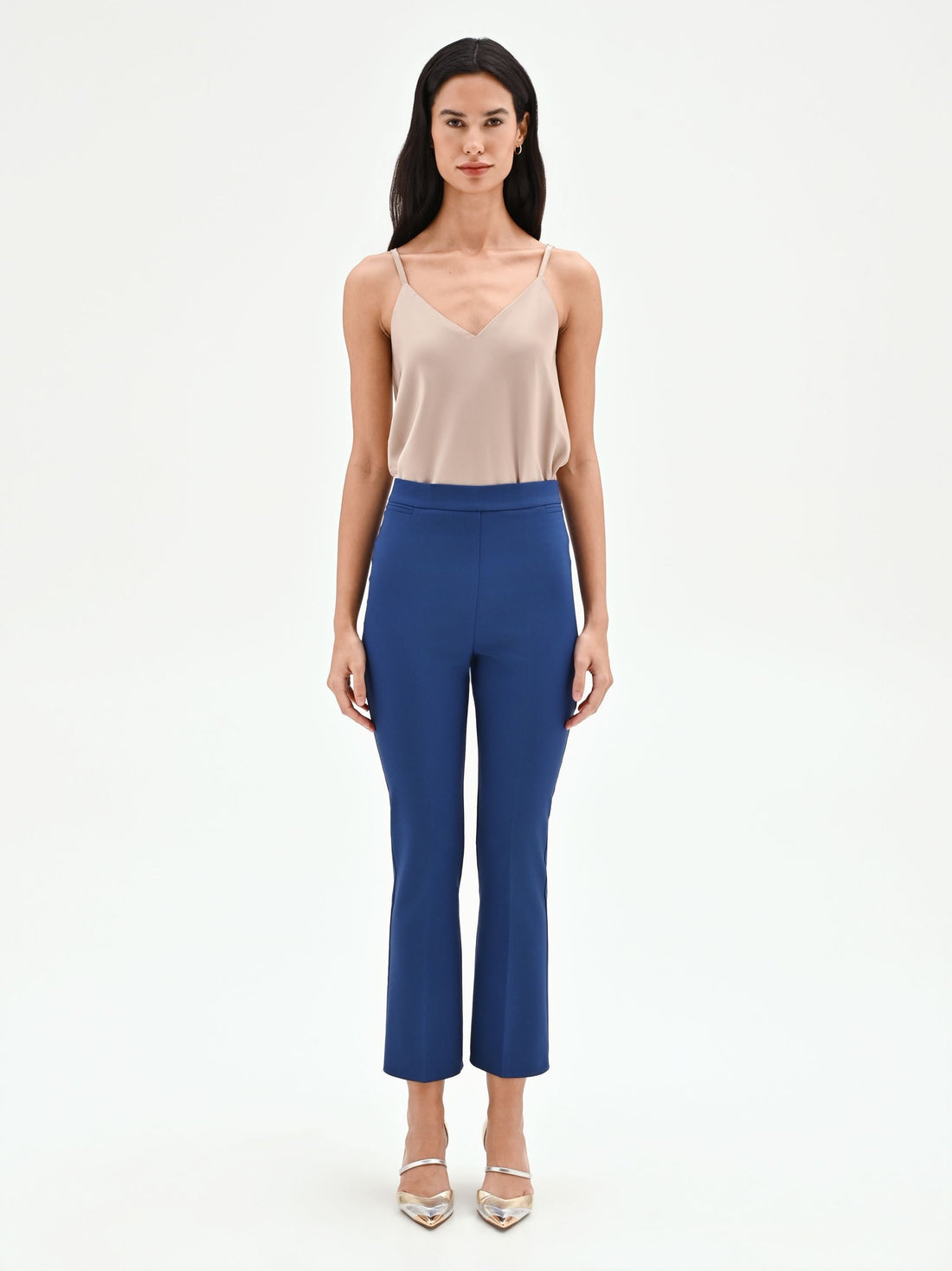 Pantalone a trombetta blu brillante