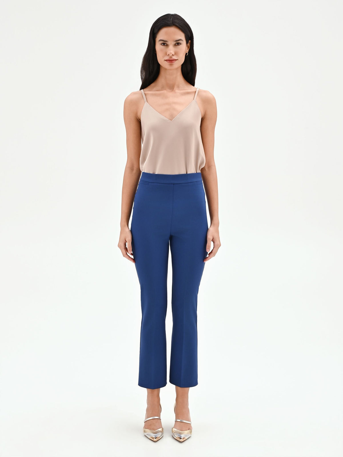 Pantalone a trombetta blu brillante