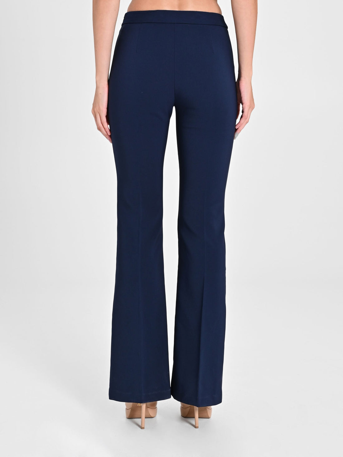 Pantaloni a zampa blu in tessuto tecnico