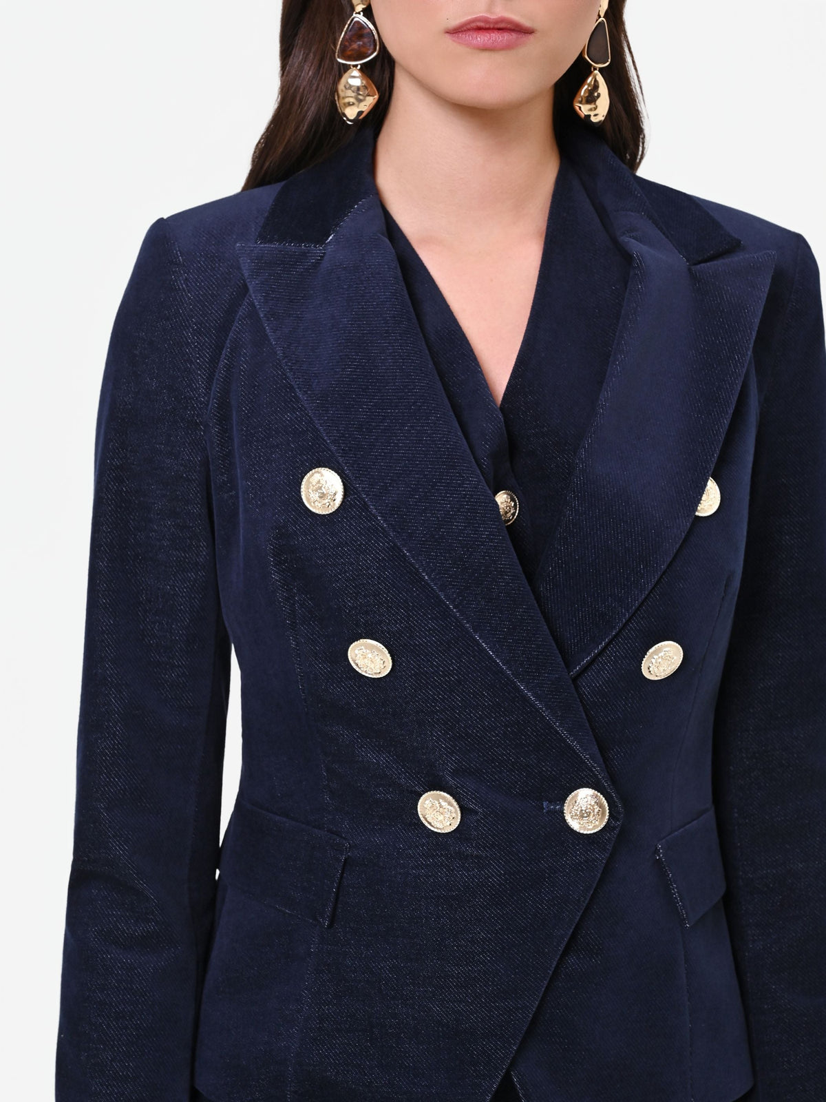 Giacca doppiopetto in velluto blu navy Giorgia Palmas X Rinascimento