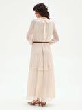 Abito lungo bianco in georgette plissé