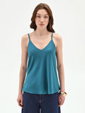 Top rosa in raso con scollo a v