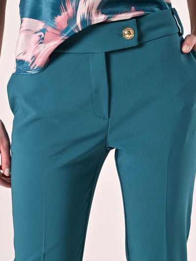 Pantaloni Verde Reale in Tessuto Tecnico