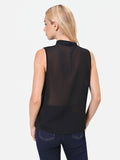 Top nero in georgette con rouches