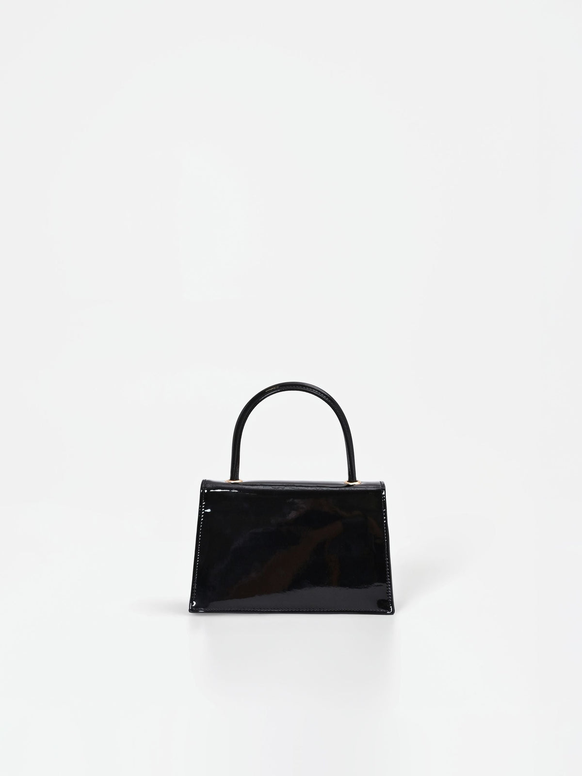 Borsa a mano nera effetto vernice lucida