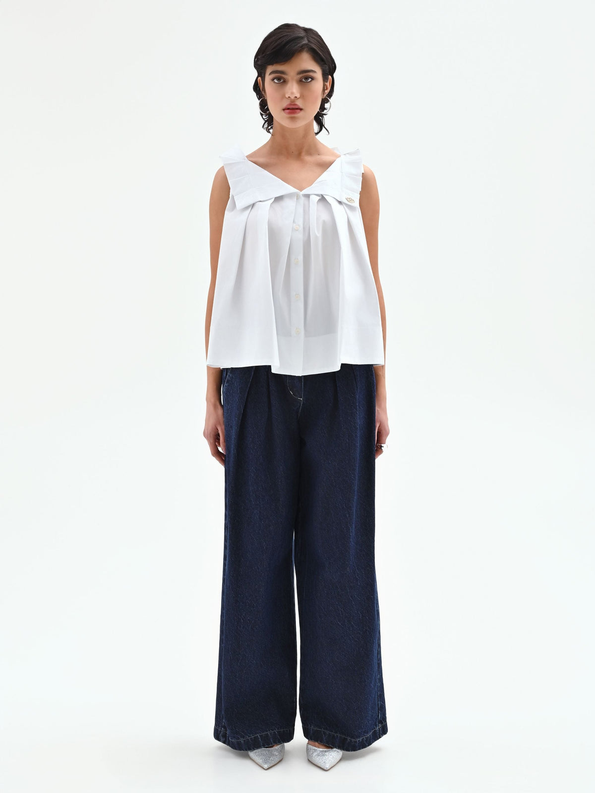 Blusa bianca in popeline
