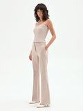 Pantalone studio tortora beige mid flared