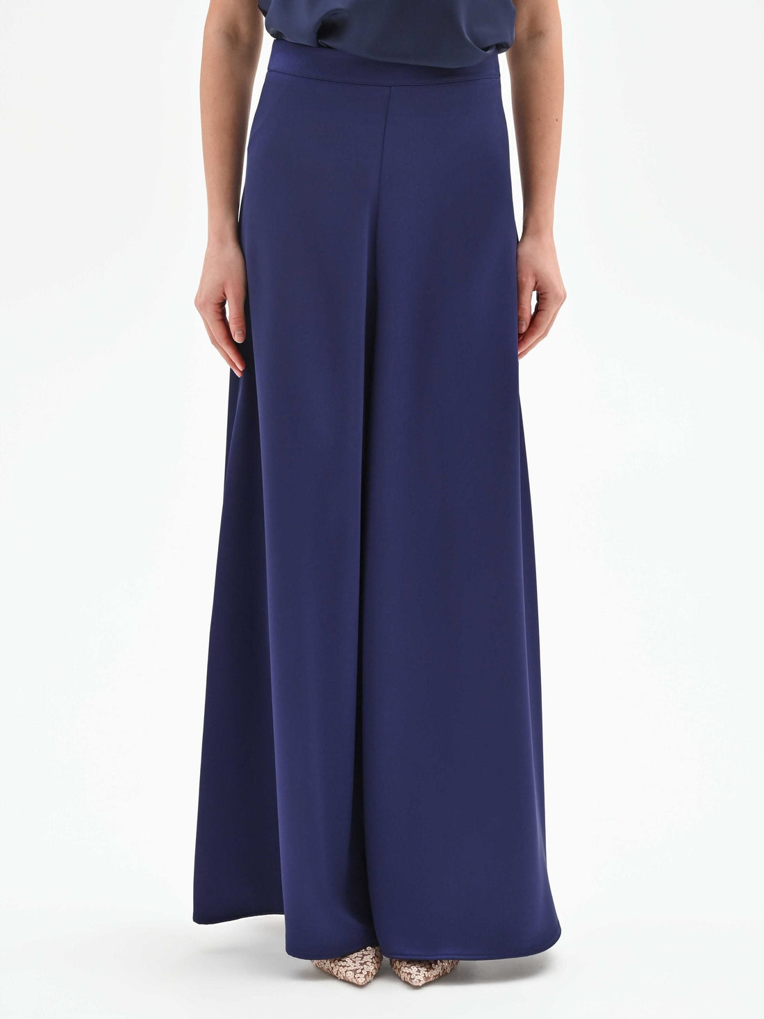 Pantalone atelier a palazzo blu indaco