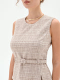 Top in Tweed Beige con Cintura