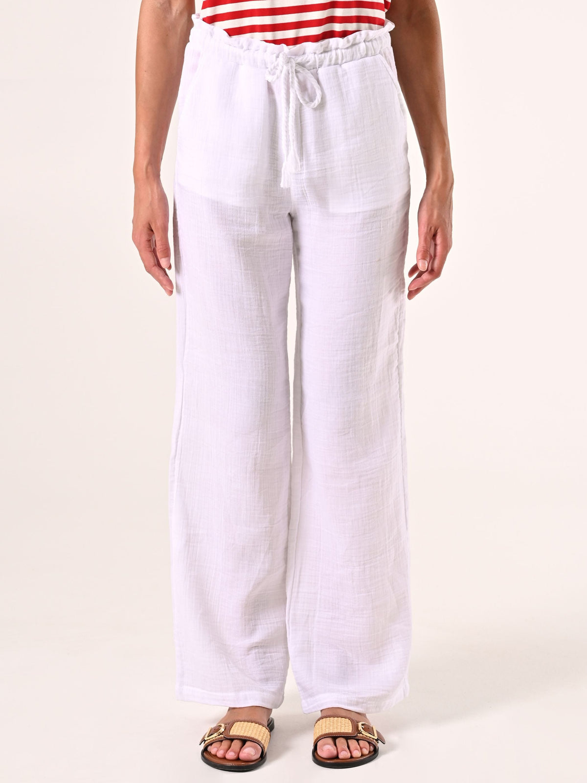 Pantaloni Ampi in Cotone Bianco