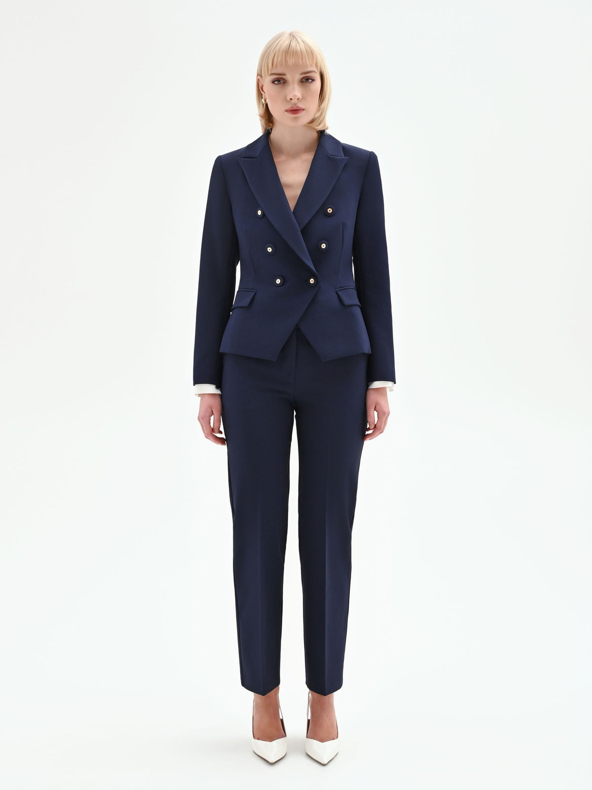 Giacca blazer doppiopetto blu
