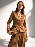 Blazer marrone bronzo in raso liscio