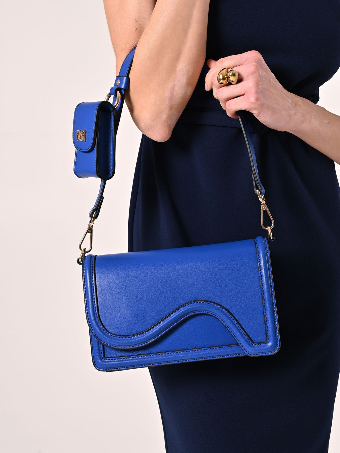 Borsa in Simil Pelle Blu Cina