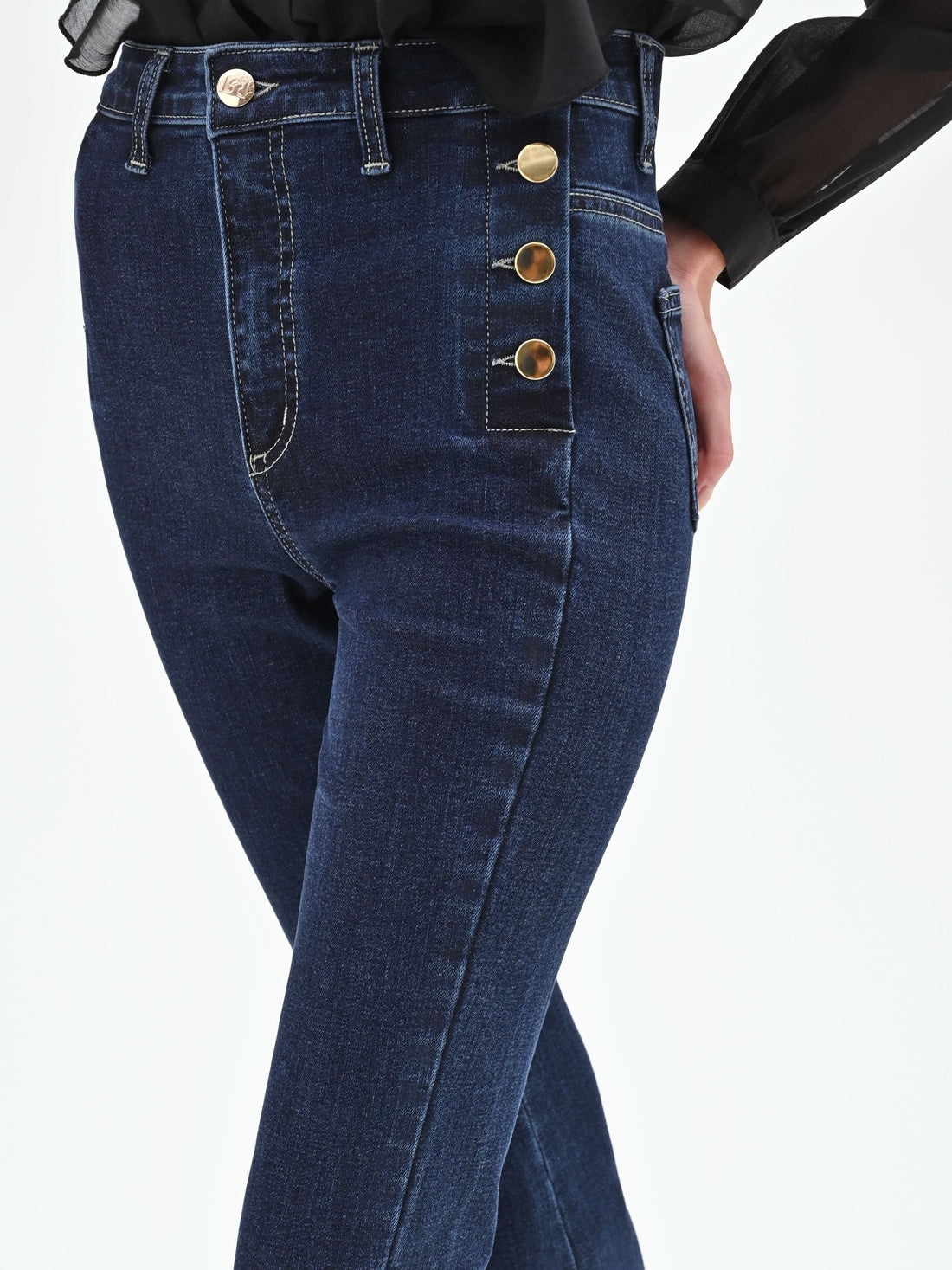 Jeans Blu a Zampa con Bottoni
