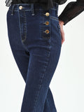 Jeans Blu a Zampa con Bottoni
