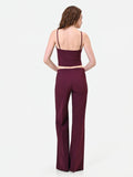 Pantalone a palazzo bordeaux rosso con piega stirata in tessuto tecnico