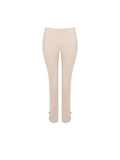 Pantalone cropped tortora beige con bottoni al fondo