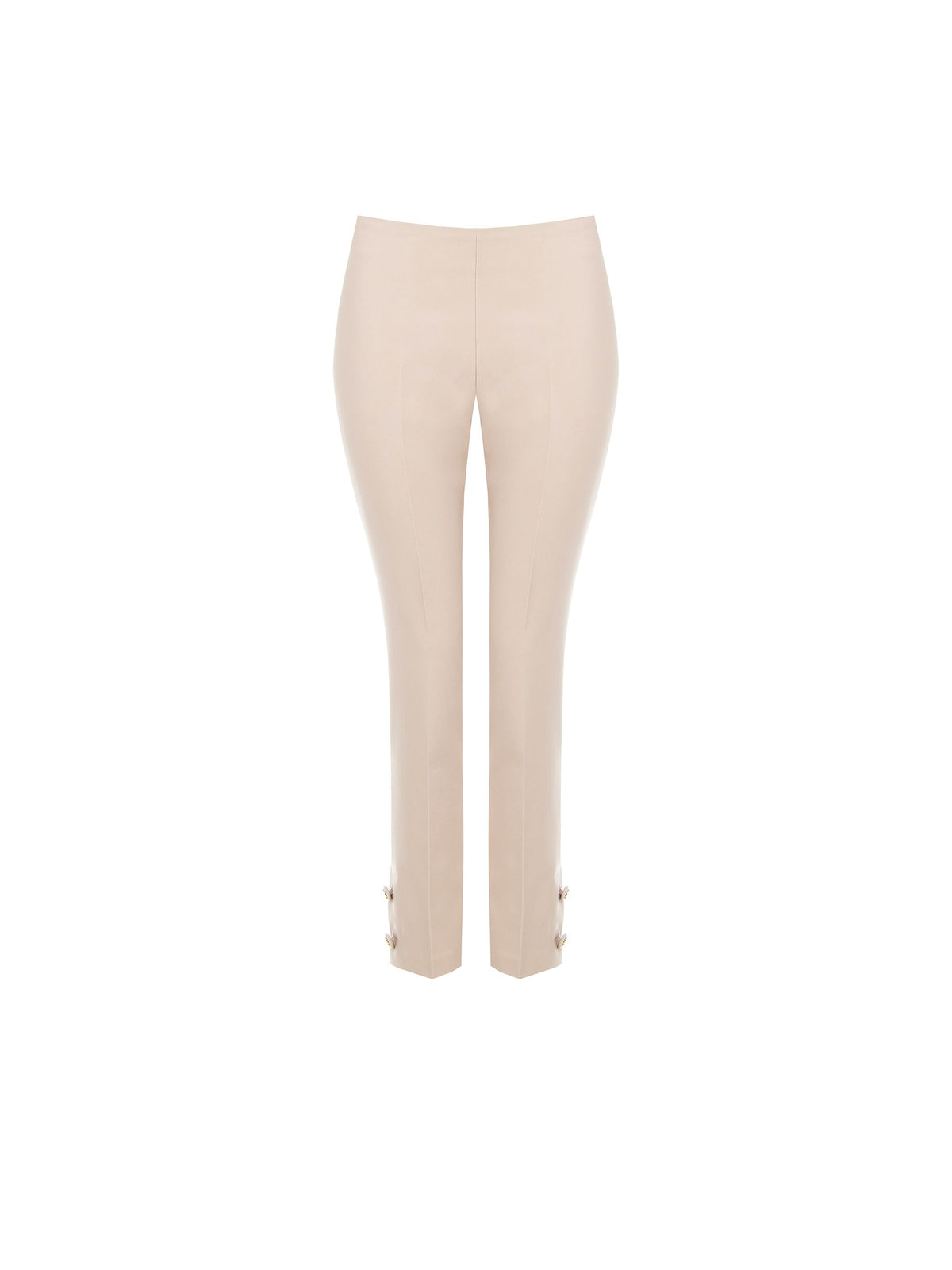 Pantalone cropped tortora beige con bottoni al fondo