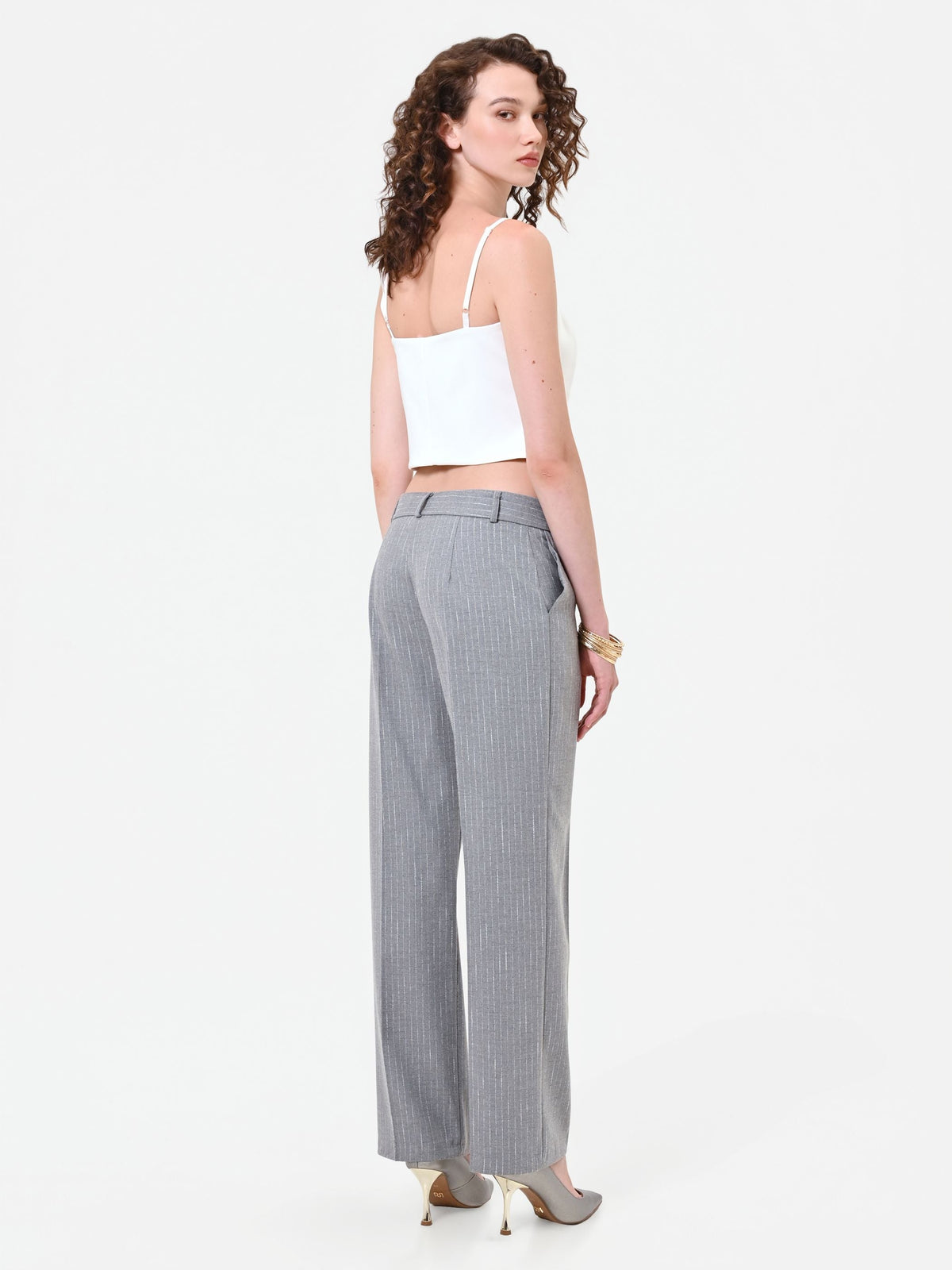 Pantalone gessato grigio chiaro