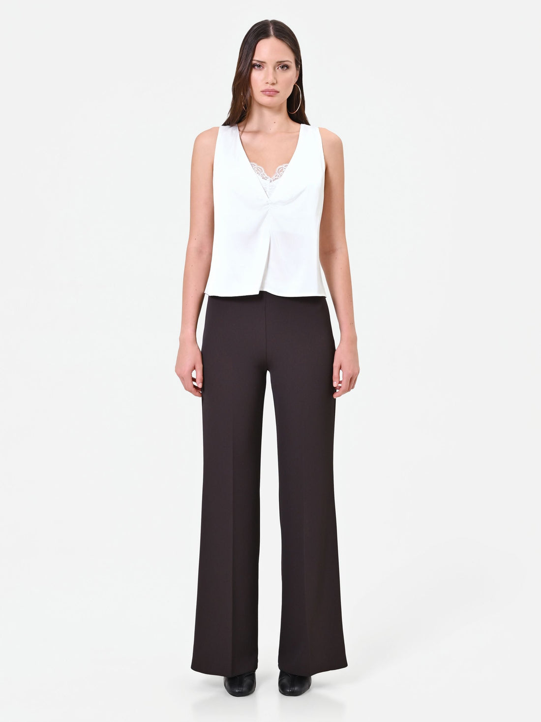 Pantalone a gamba larga moro marrone in cadi