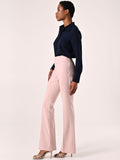 Pantaloni in Tessuto Tecnico Rosa Chiaro con Fascione in Vita