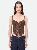 Top bustier cioccolato in pizzo floreale