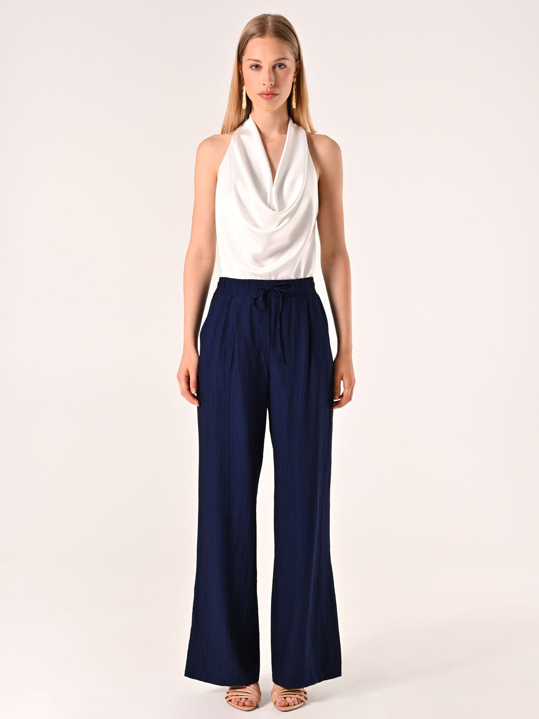 Pantalone Ampio in Viscosa color Blu