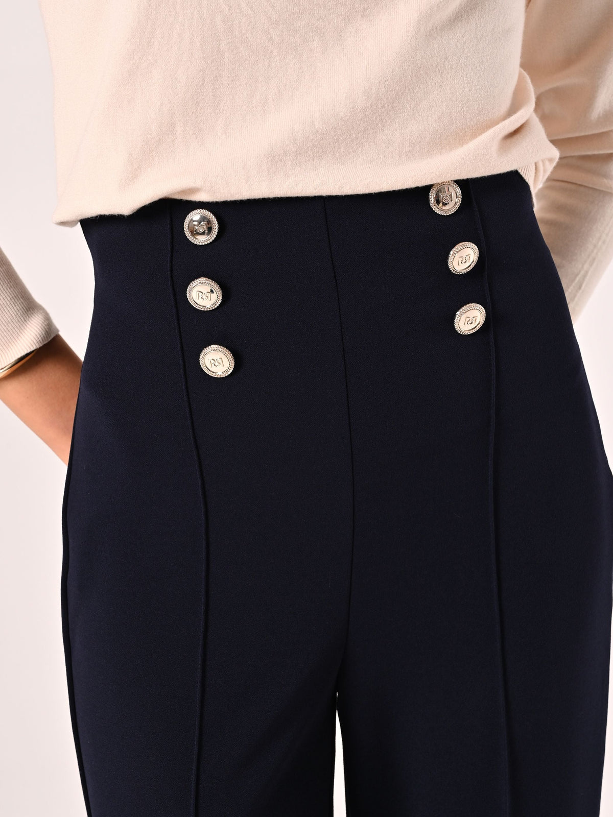 Pantaloni Blu con Bottoni Mariniére