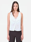 Top panna in raso con pizzo
