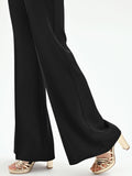 Pantalone a palazzo nero con piega stirata