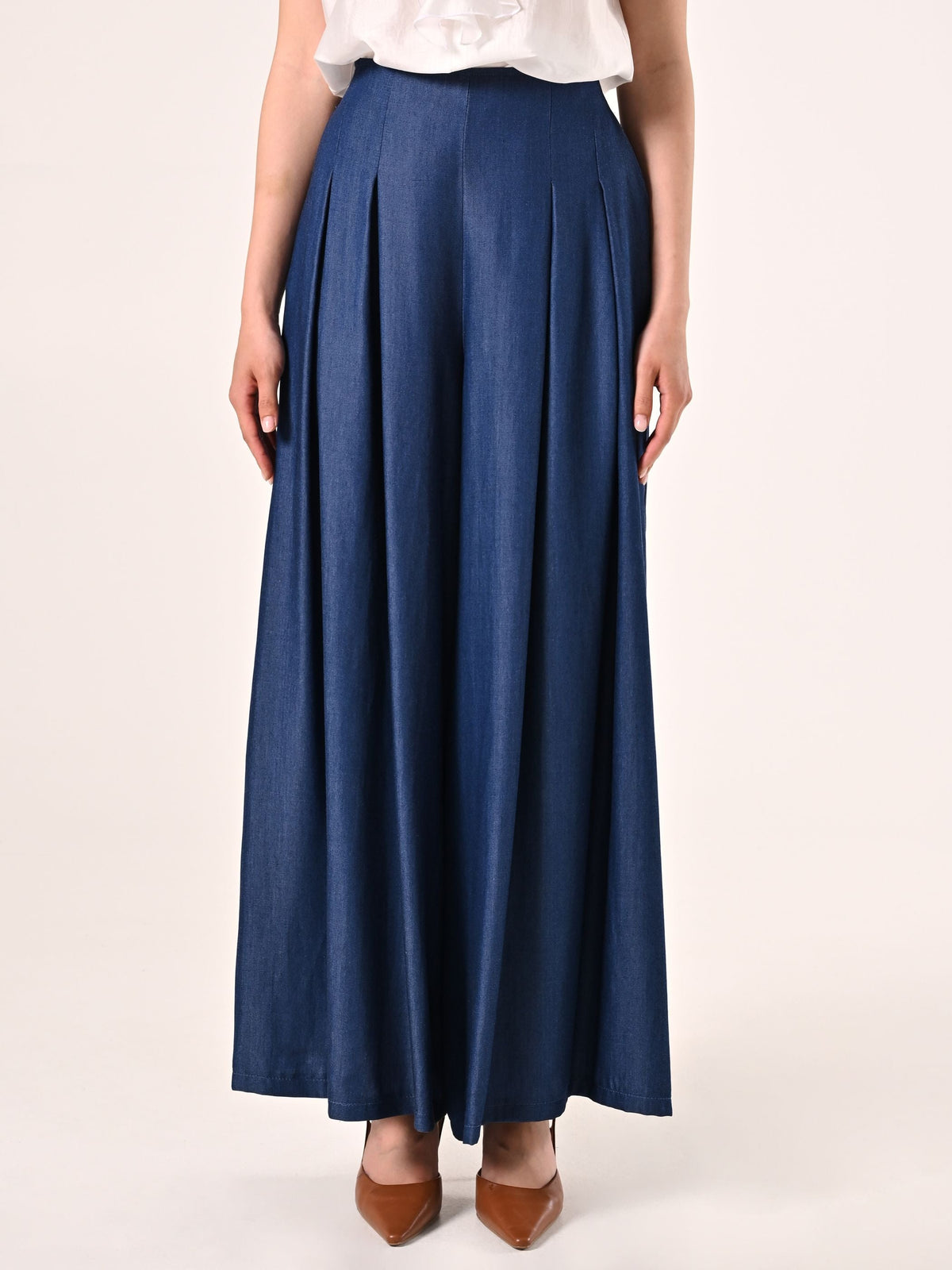 Pantaloni Ampi in Chambray