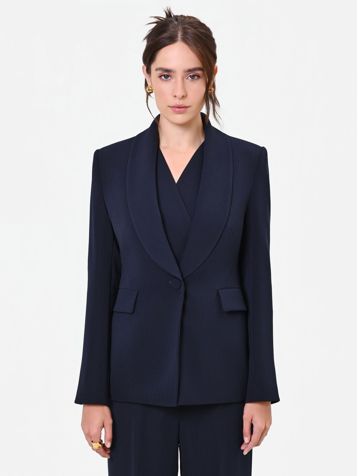 Giacca Studio monopetto gessata blu navy