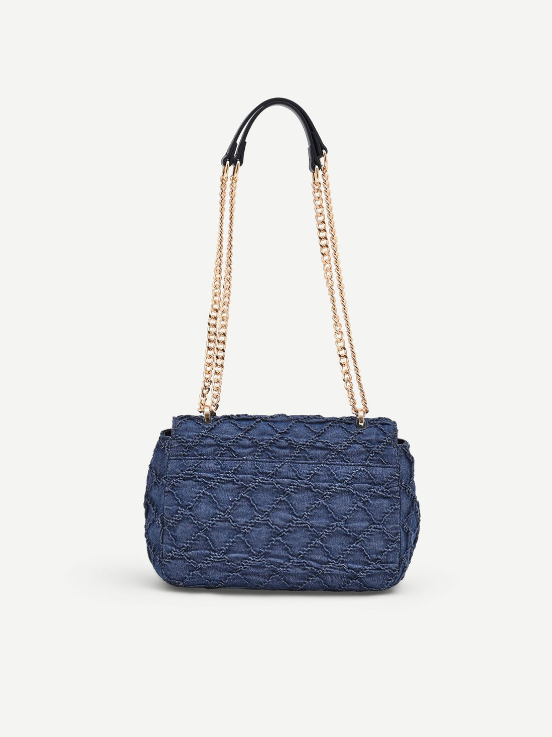 Borsa a tracolla blu in tessuto jeans matelassé