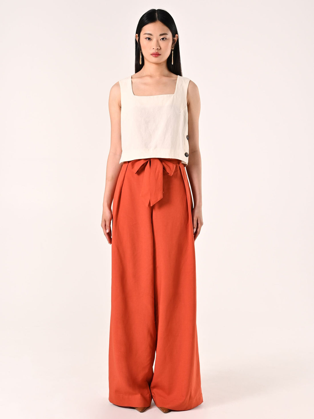 Crop Top in Lino Viscosa Bianco