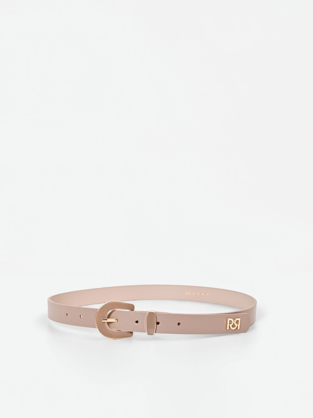 Cintura sottile tortora beige con fibbia sagomata