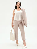 Pantalone Curvy tortora beige in tessuto tecnico