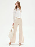Pantalone a palazzo in raso beige chiaro