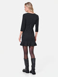 Abito corto nero in tweed con fiocchi