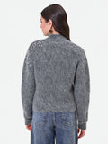 Maglia grigia in mohair con applicazione gioiello Giorgia Palmas X Rinascimento