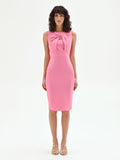 Abito tubino rosa con nodo e cut-out