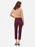 Pantalone bordeaux cropped con bottoni al fondo