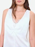 Top panna in raso con pizzo